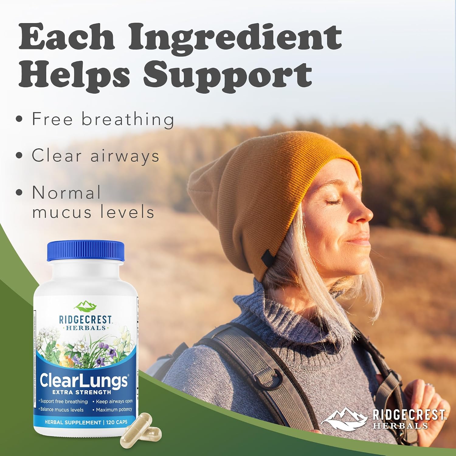RidgeCrest Herbals ClearLungs Extra Strength Respiratory Support Capsules