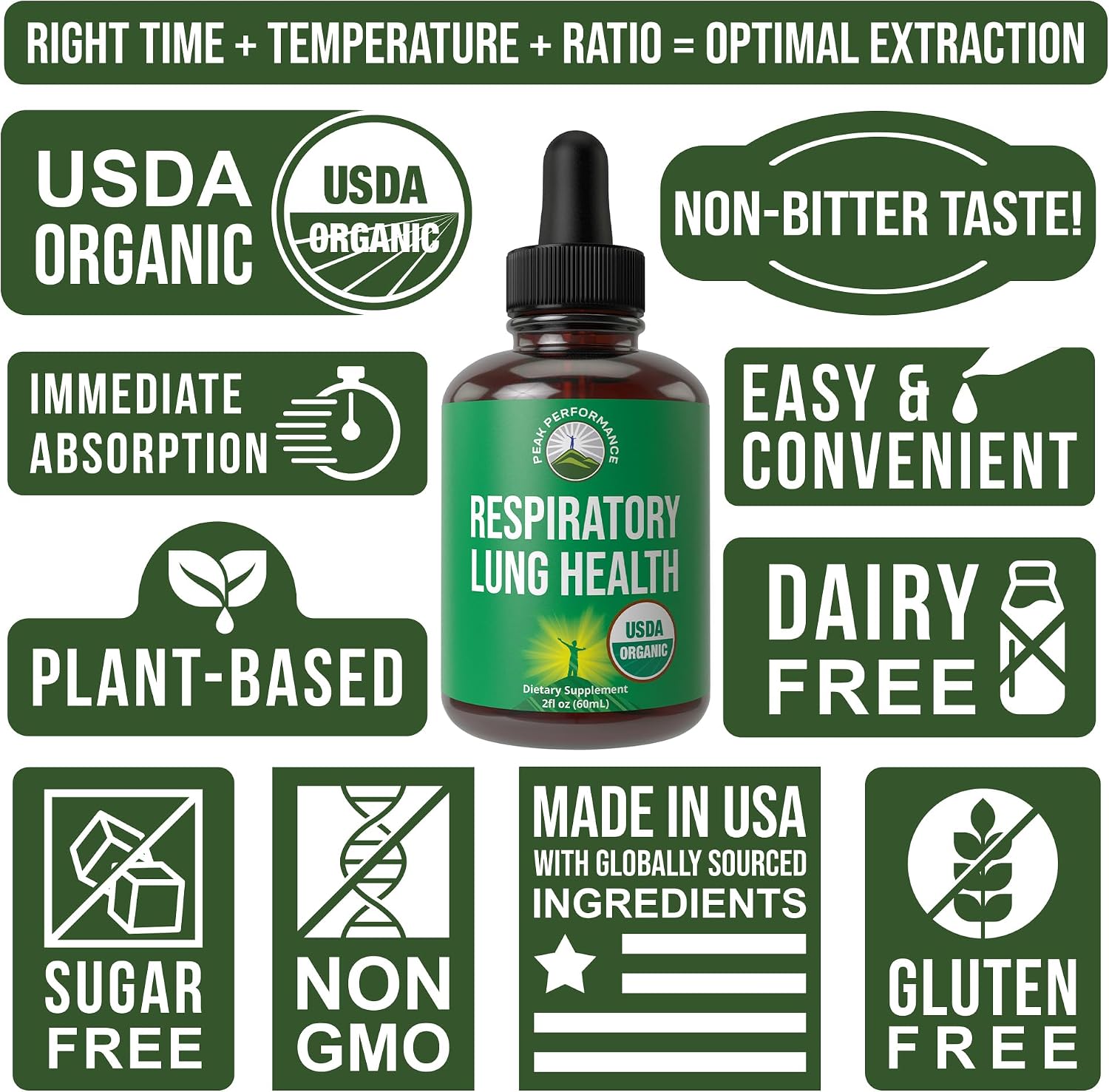 Peak Performance Organic Lung Detox Respiratory Support Liquid Drops
