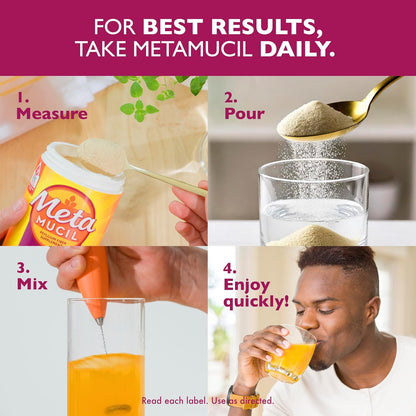 Metamucil 4-in-1 Psyllium Husk Fiber Supplement Sugar-Free Orange 180 Servings