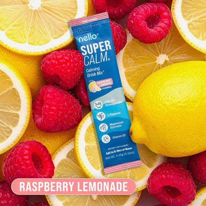 Nello Supercalm Powdered Drink Mix Cortisol Reducer Raspberry Lemonade