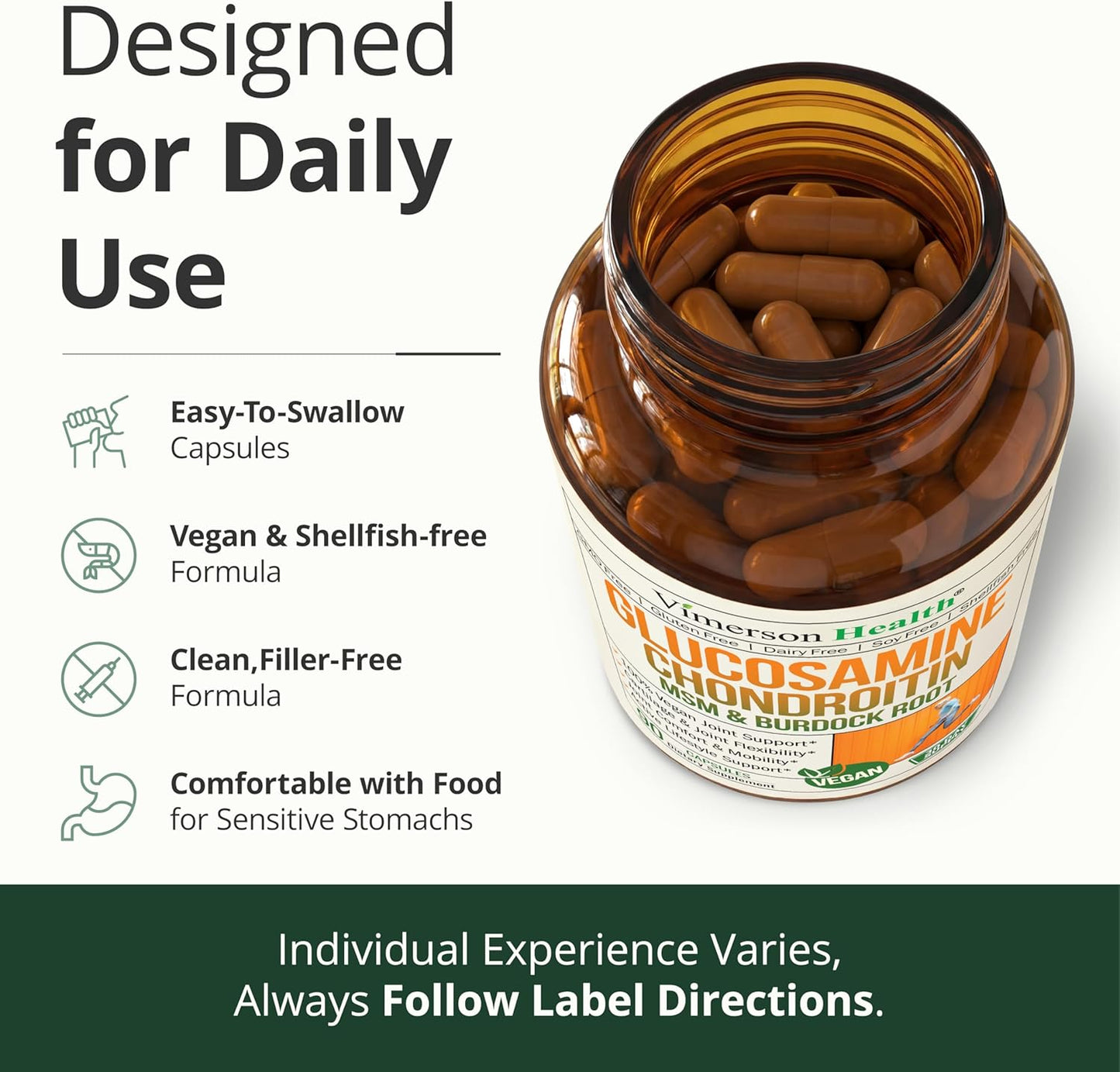 Vimerson Health Glucosamine Chondroitin MSM Joint Support Supplement 90 Count
