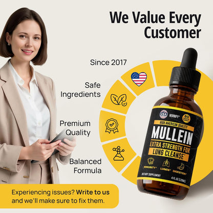 HERBIFY Mullein Leaf Extract Respiratory Support Liquid Drops