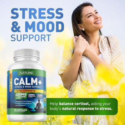 Built by Nature Calm+ Stress Mood Support Supplement Capsules 90 Count