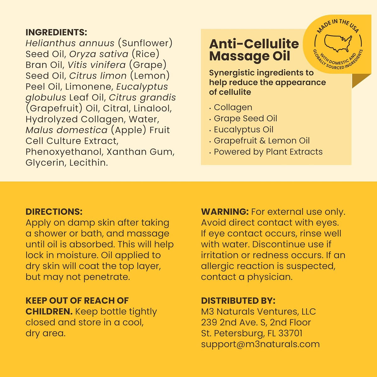 M3 Naturals Firming Cellulite Massage Oil