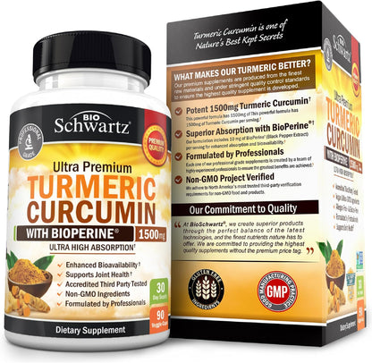 BioSchwartz Turmeric Curcumin with Black Pepper Extract 1500mg 90 Capsules