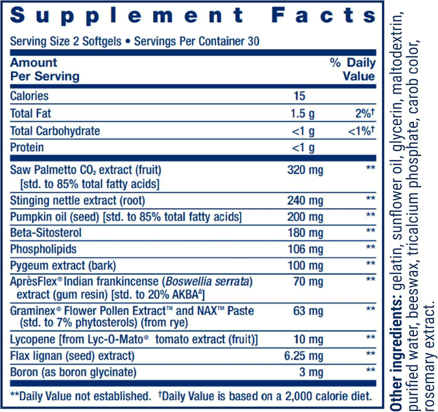 Life Extension Ultra Prostate Formula Saw Palmetto Supplement 60 Count