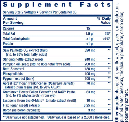 Life Extension Ultra Prostate Formula Saw Palmetto Supplement 60 Count