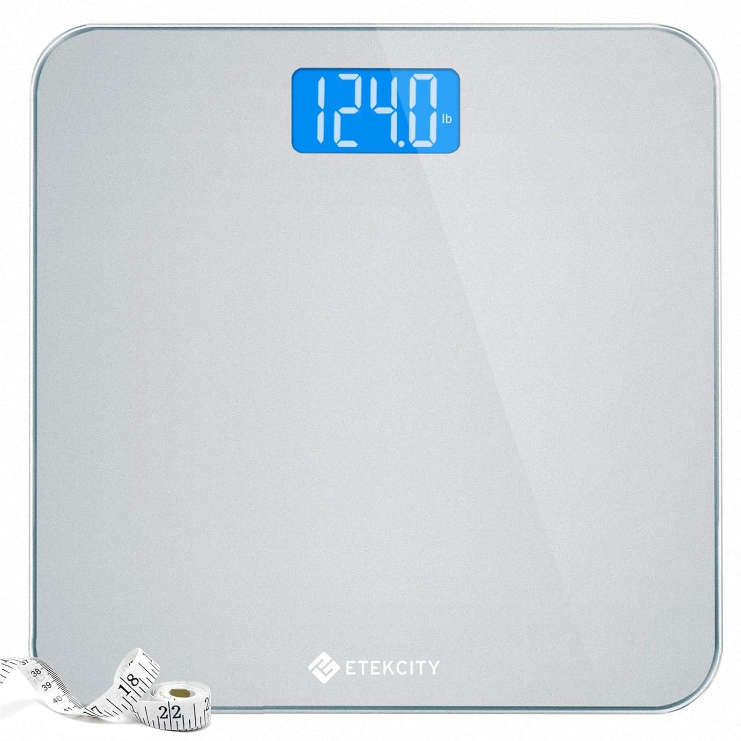 Etekcity Digital Body Weight Bathroom Scale 400 lb Capacity 6mm Tempered Glass Blue LCD Display