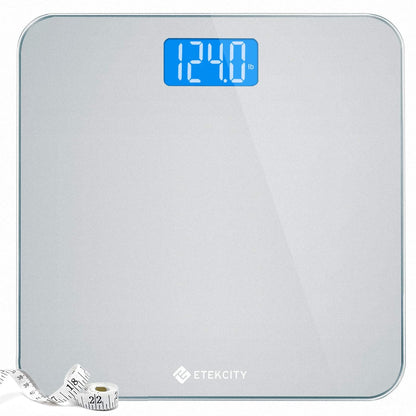 Etekcity Digital Body Weight Bathroom Scale 400 lb Capacity 6mm Tempered Glass Blue LCD Display