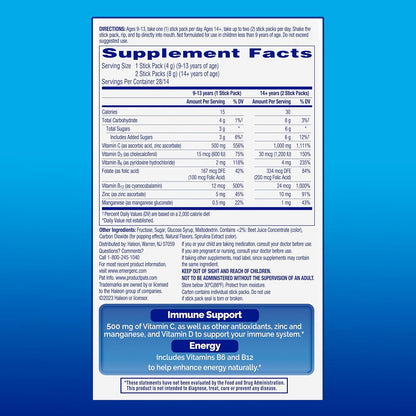 Emergen-C Immune+ 500 mg Immune Support Dietary Supplement Crystals