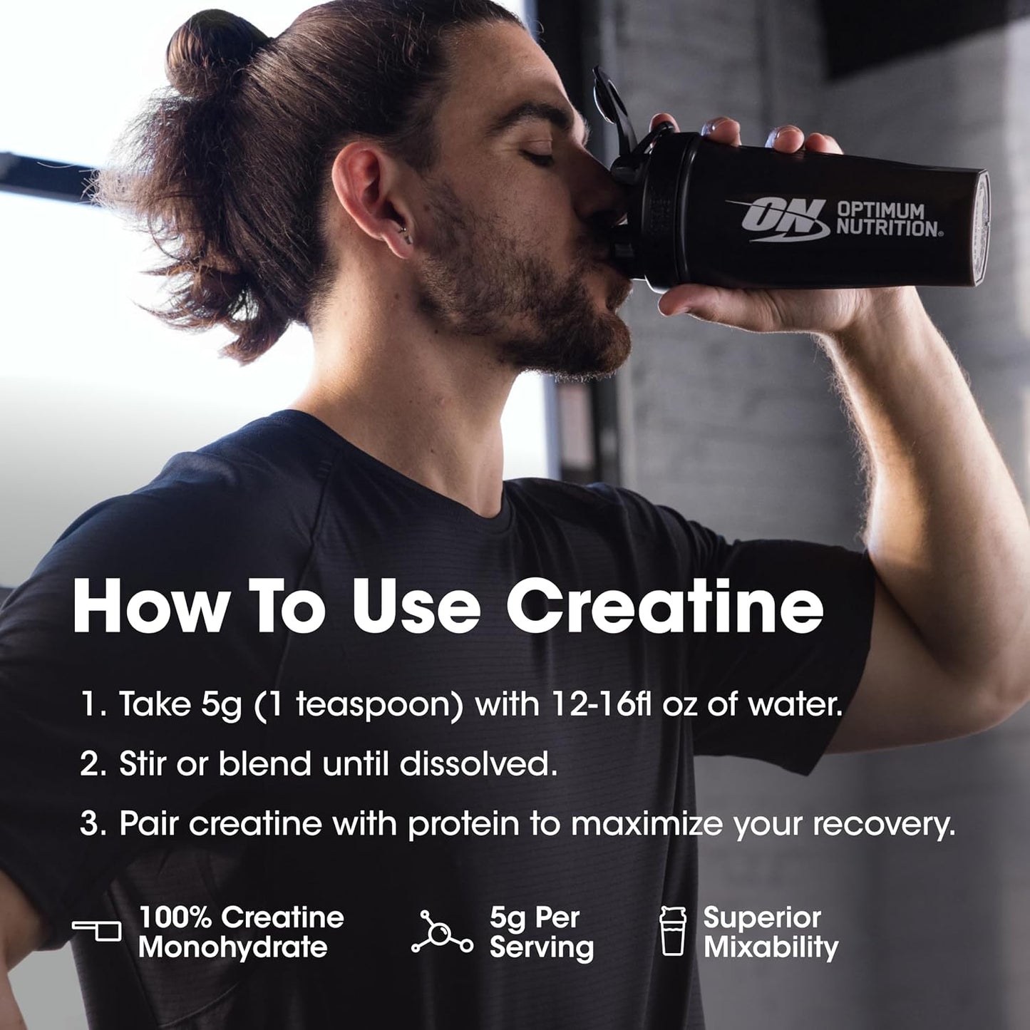 Optimum Nutrition Micronized Creatine Monohydrate Powder 5g Per Serving 120 Servings