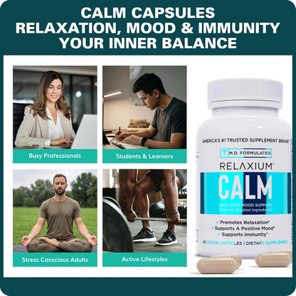 Relaxium Calm Stress Mood Support Supplement Capsules 60 Count