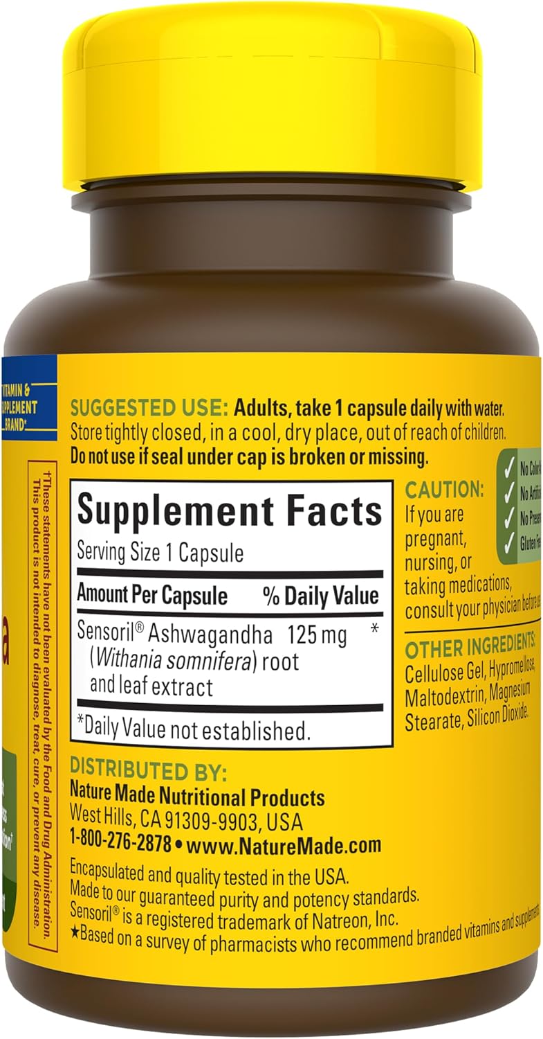 Nature Made Sensoril Ashwagandha Stress Mood Support Capsules