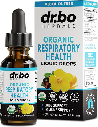DR. BO Organic Mullein Drops Lung Detox Respiratory Support Liquid