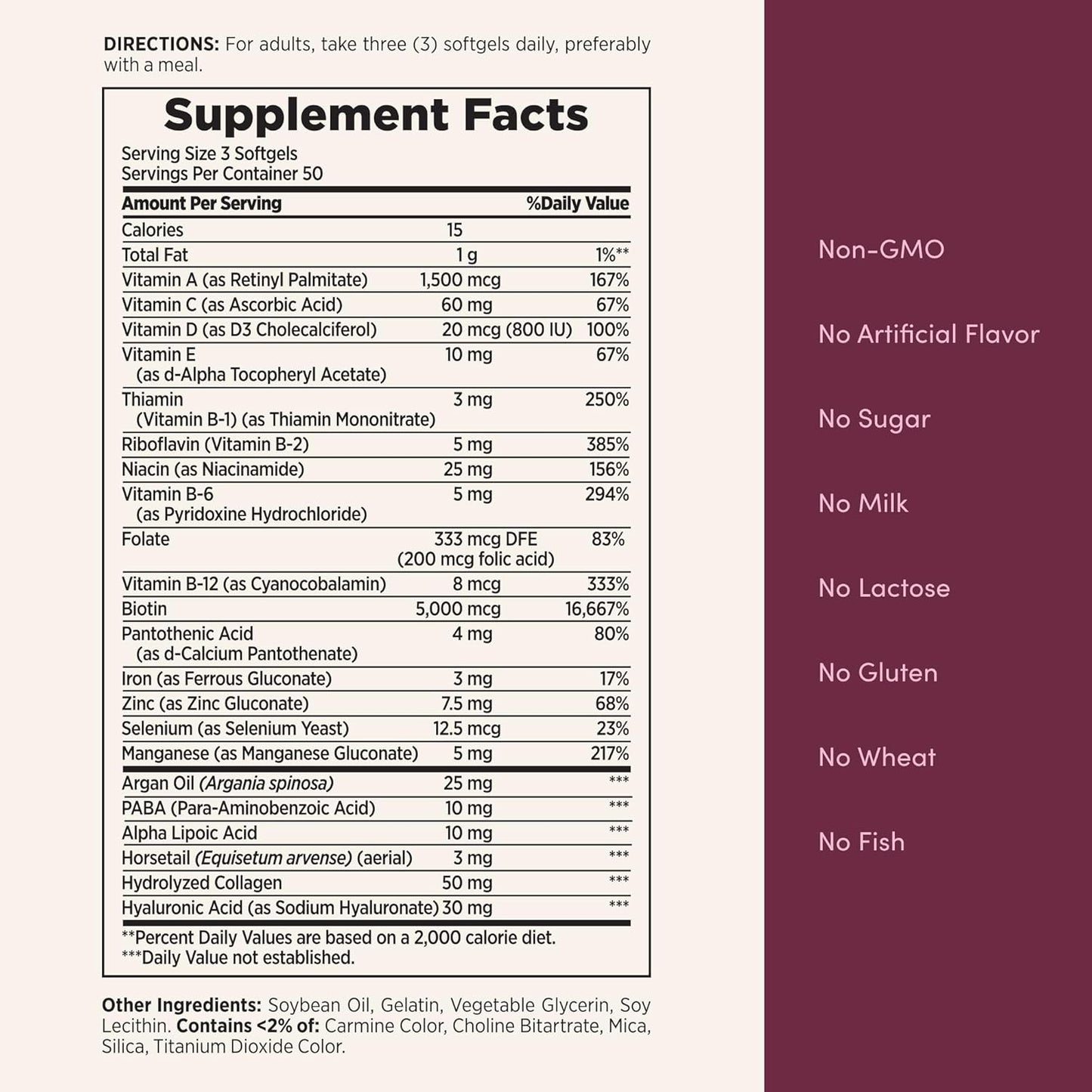 Nature's Bounty Advanced Hair Skin & Nails Argan-Infused Supplement 150 Softgels