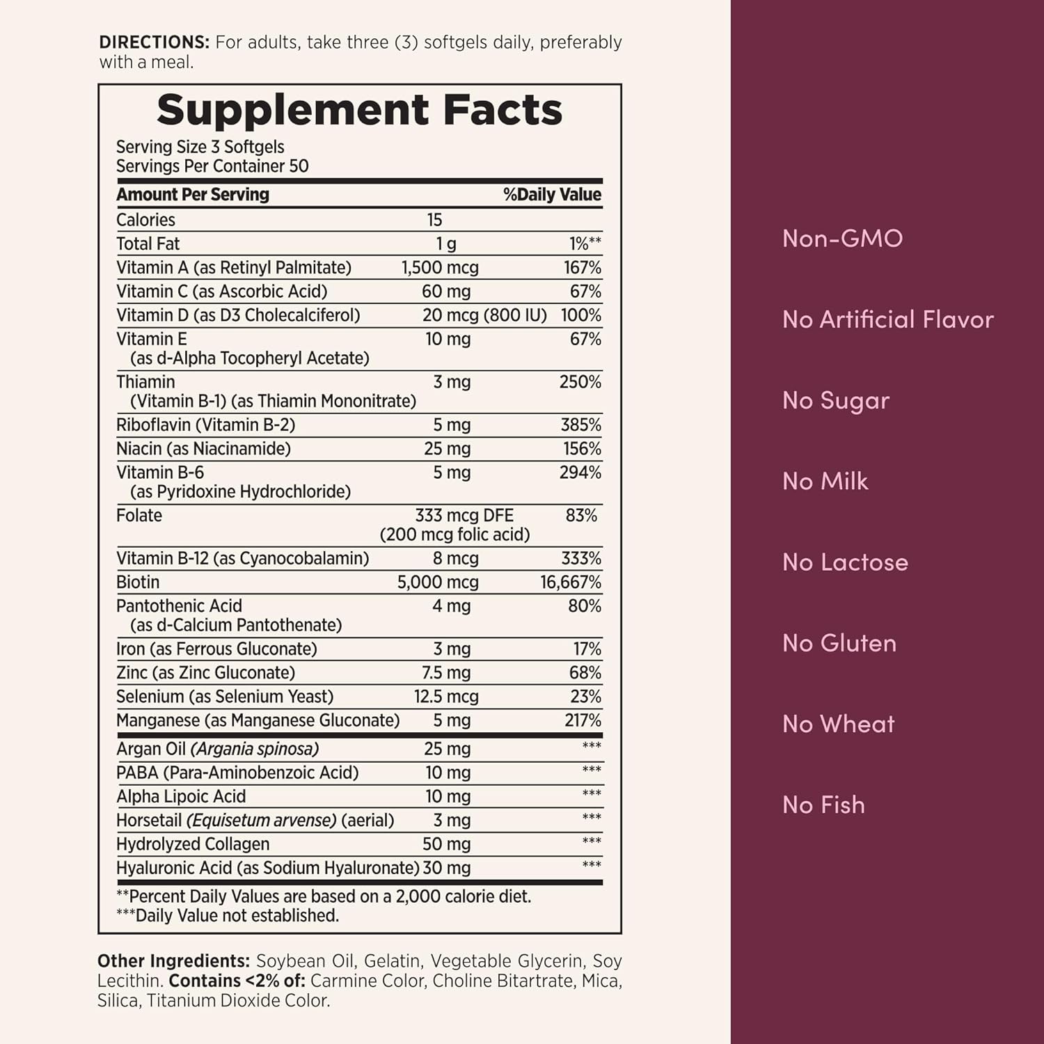 Nature's Bounty Advanced Hair Skin & Nails Argan-Infused Supplement 150 Softgels