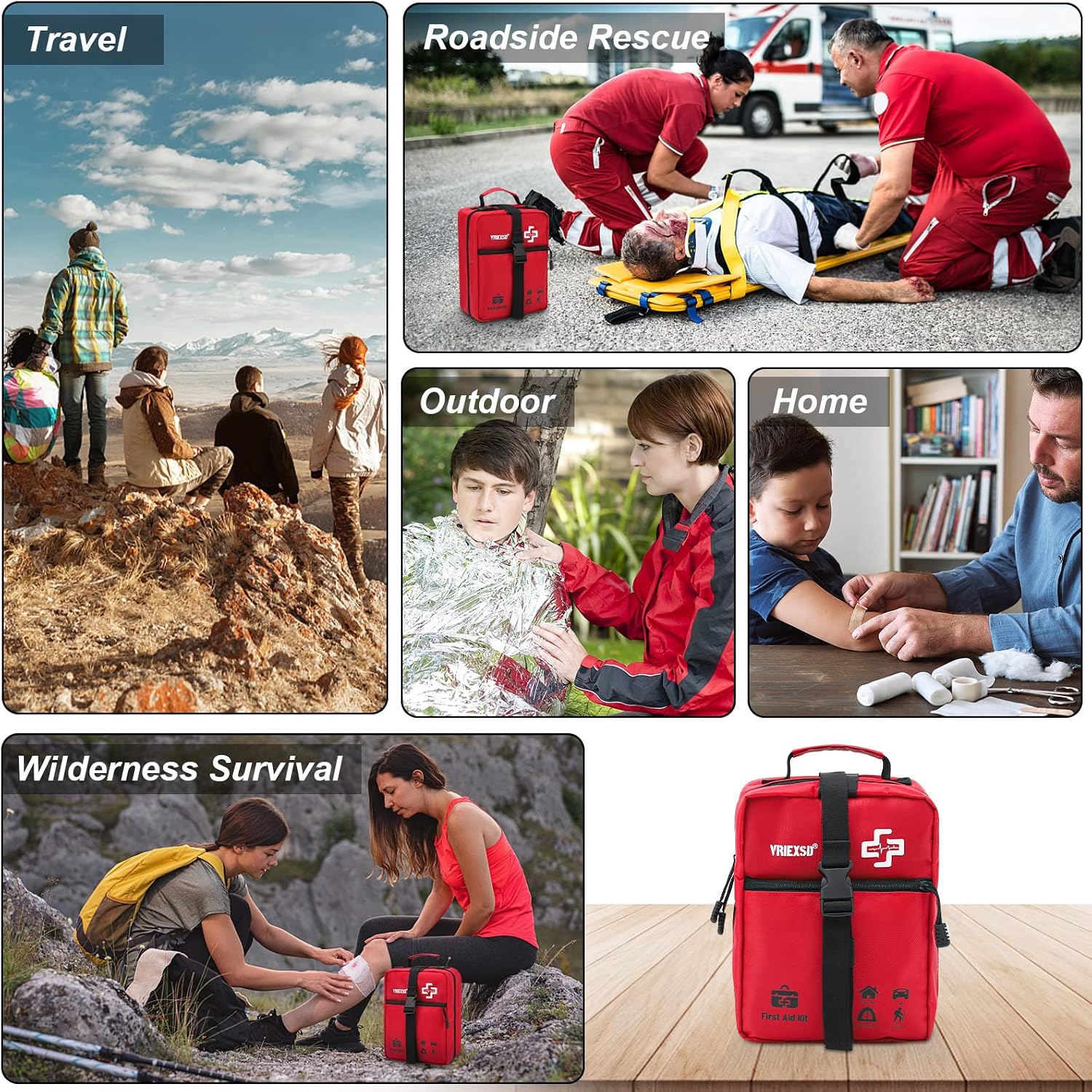 VRIEXSD 400 Pieces All-Purpose First Aid Kit Comprehensive Emergency Medical Supplies for Home Car Travel Camping Office Outdoor