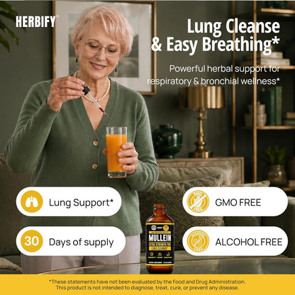 HERBIFY Mullein Leaf Extract Respiratory Support Liquid Drops
