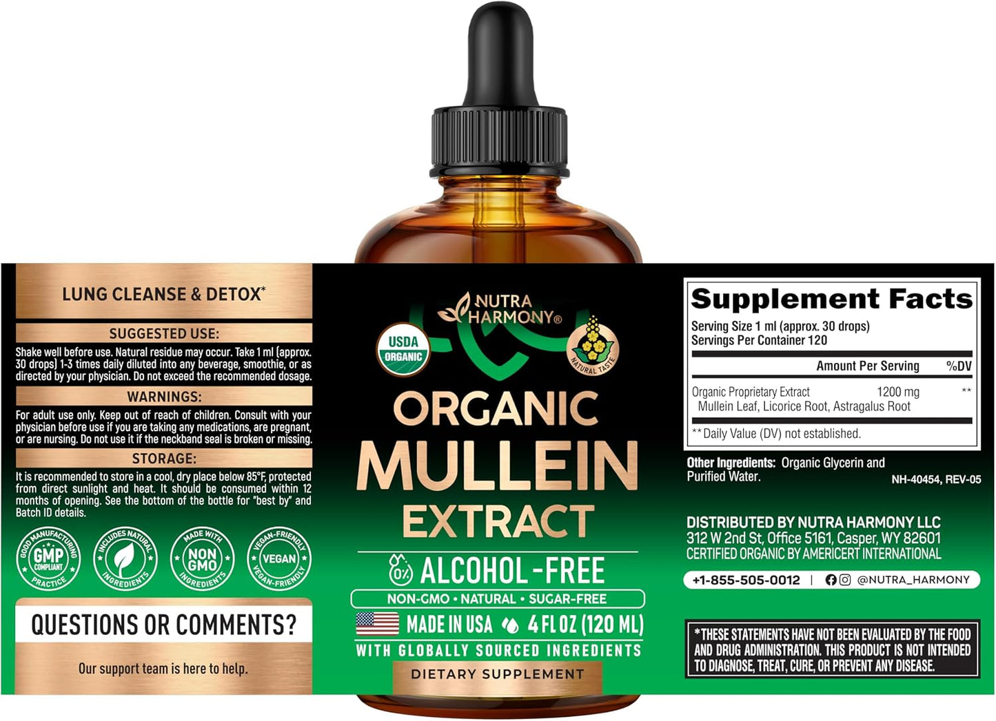 NUTRAHARMONY Mullein Leaf Respiratory Support Liquid