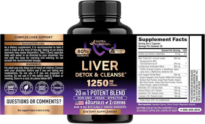 NUTRAHARMONY Milk Thistle TUDCA Liver Cleanse Detox Support Capsules