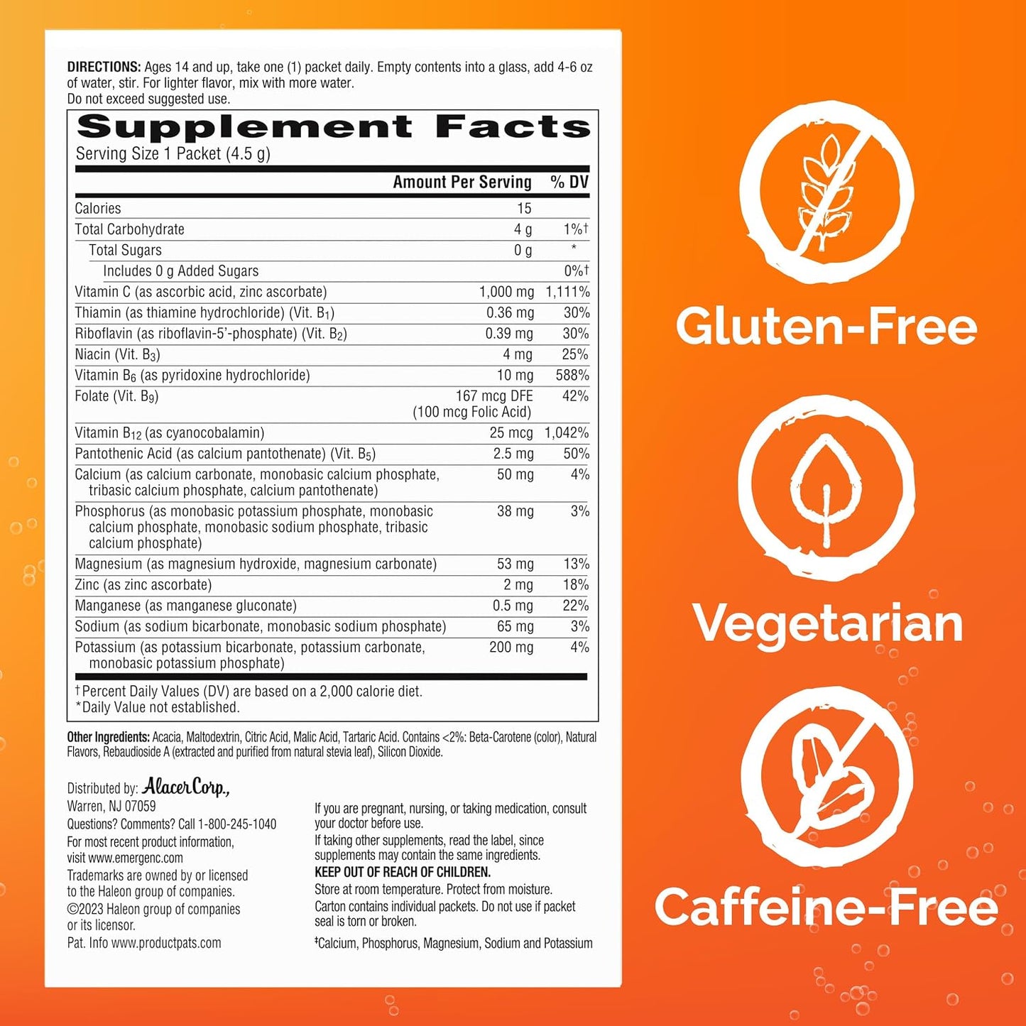 Emergen-C Vitamin C 1000 mg Immune Support Dietary Supplement Packets