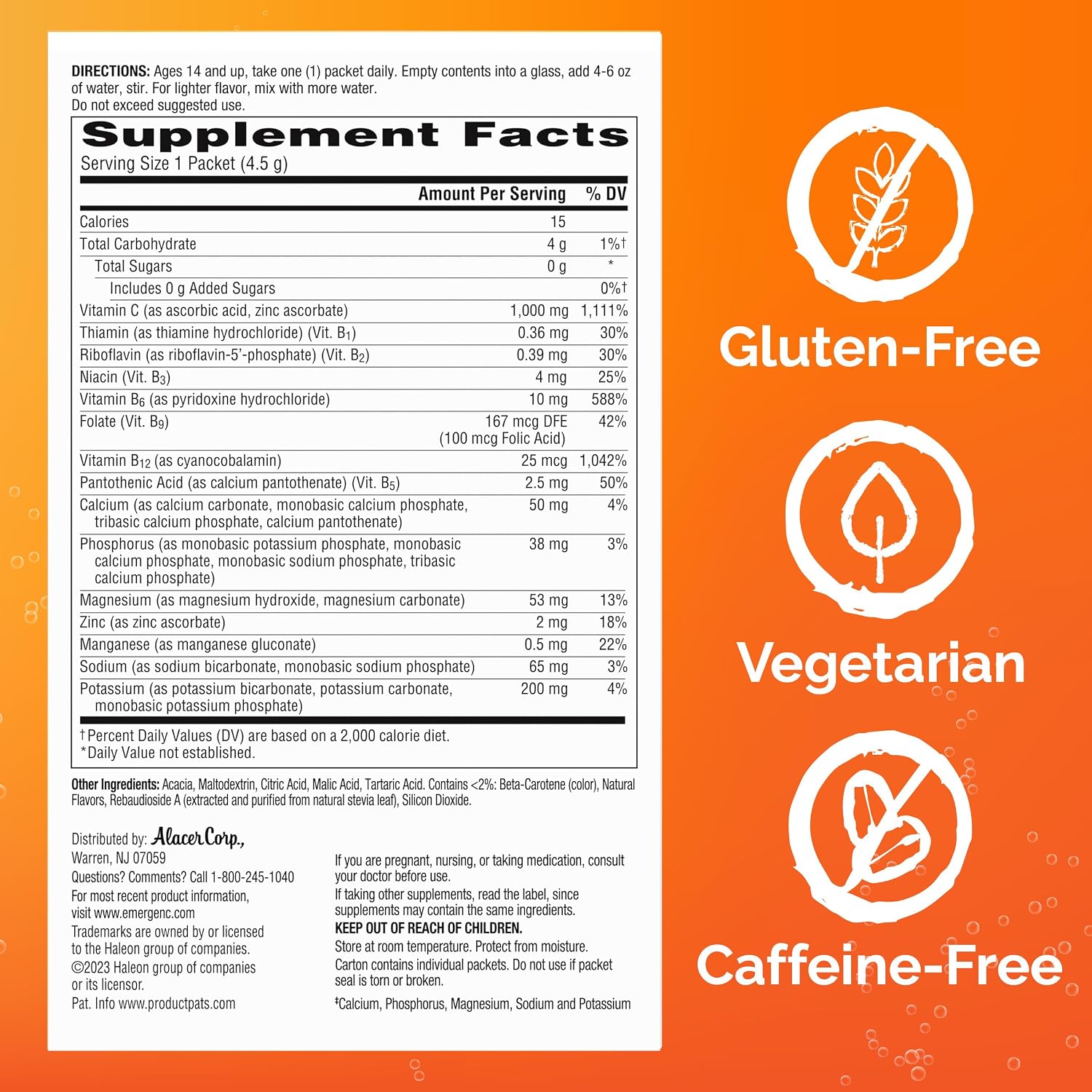 Emergen-C Vitamin C 1000 mg Immune Support Dietary Supplement Packets