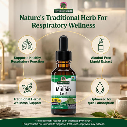 Nature's Answer Mullein Leaf Respiratory Support Liquid Drops