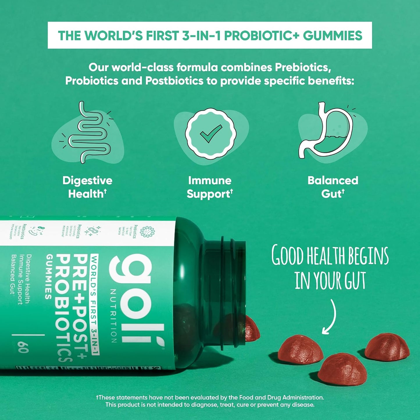 Goli Pre Pro Postbiotic Dietary Supplement Gummies