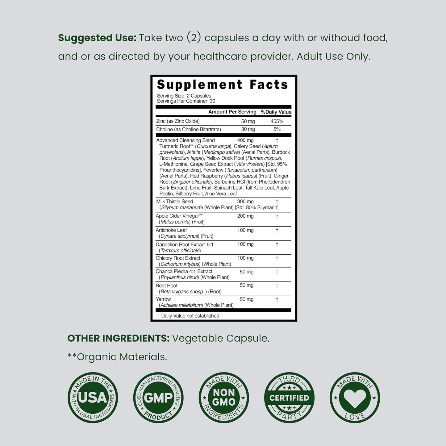 Dorado Nutrition Milk Thistle Liver Cleanse Detox Support Capsules