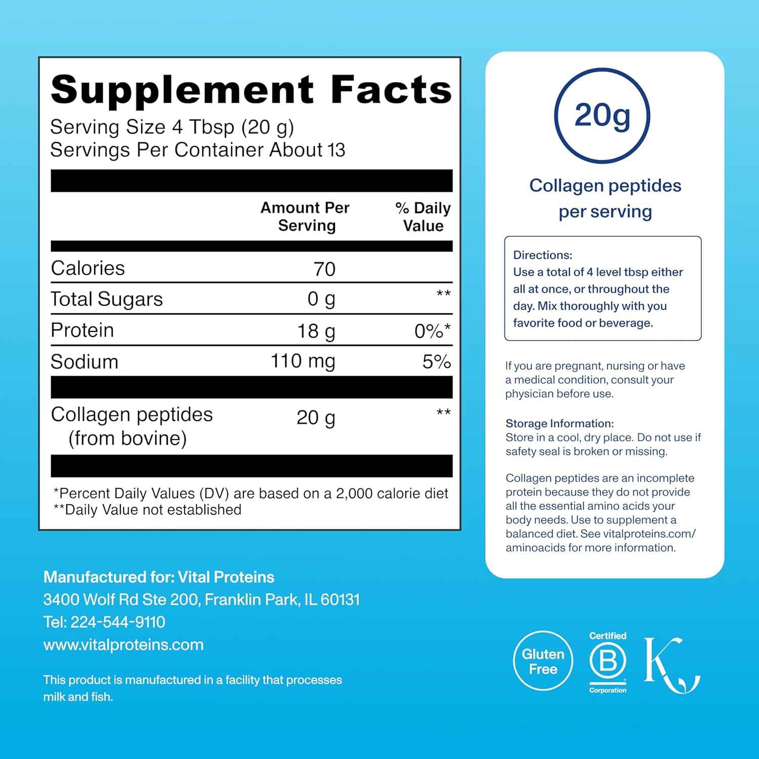 Vital Proteins Collagen Peptides Powder Unflavored 9.33 Oz