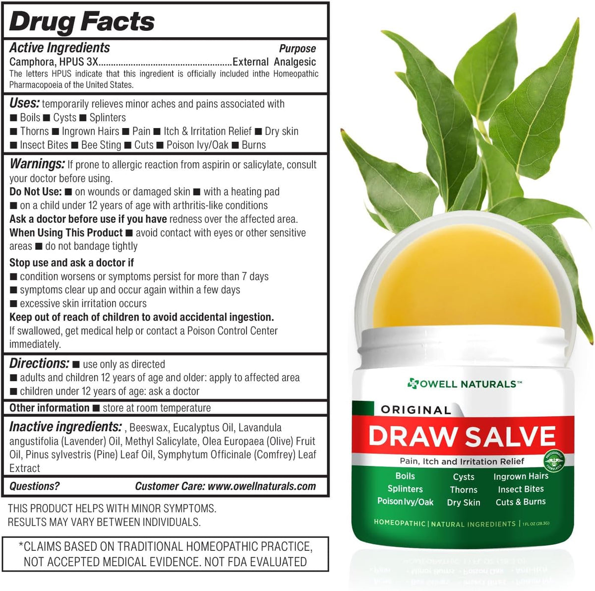 Owell Naturals Drawing Salve Relief Ointment