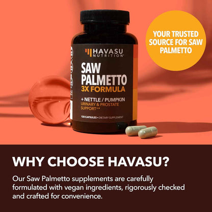 Havasu Nutrition Saw Palmetto 3X Formula DHT Blocker Prostate Health Supplement 120 Count