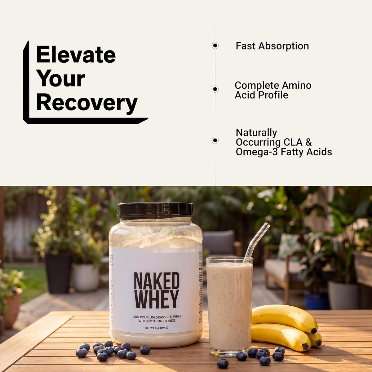 NAKED Nutrition Grass Fed Whey Protein Powder 2 lb