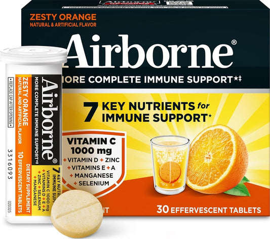 Airborne Immune Support Effervescent Tablets Zesty Orange 30 Count