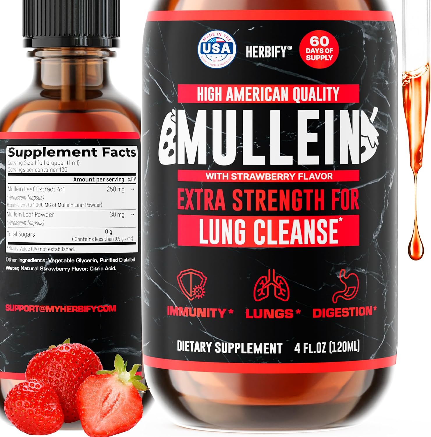 HERBIFY Mullein Leaf Extract Respiratory Support Liquid Drops