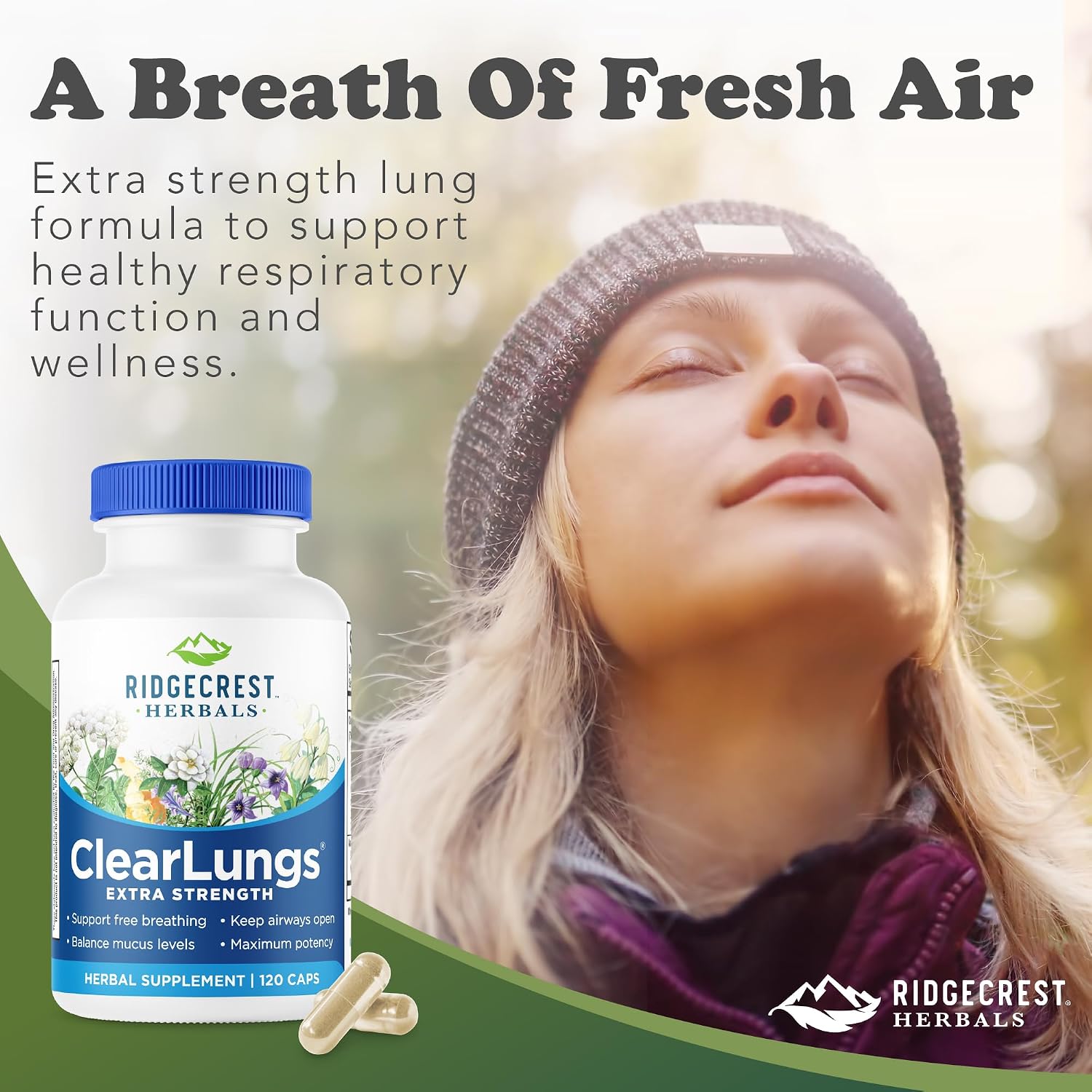 RidgeCrest Herbals ClearLungs Extra Strength Respiratory Support Capsules