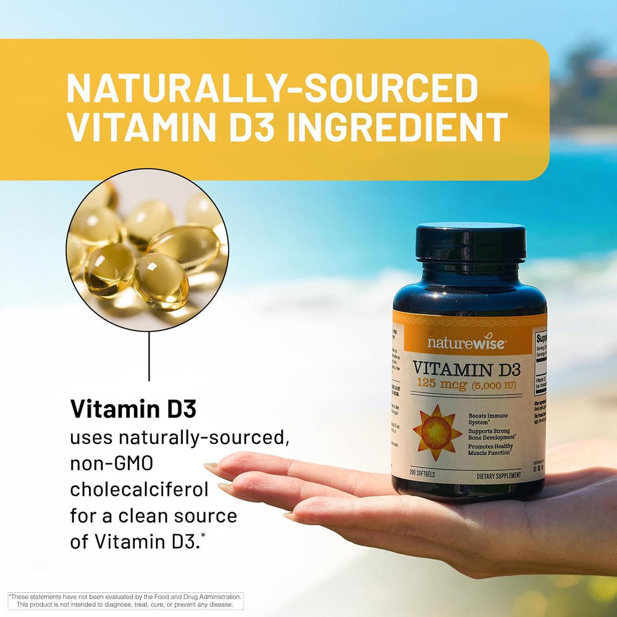 NatureWise Vitamin D3 5000IU Dietary Supplement Softgels