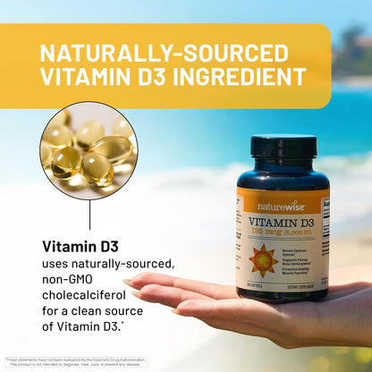 NatureWise Vitamin D3 5000IU Dietary Supplement Softgels