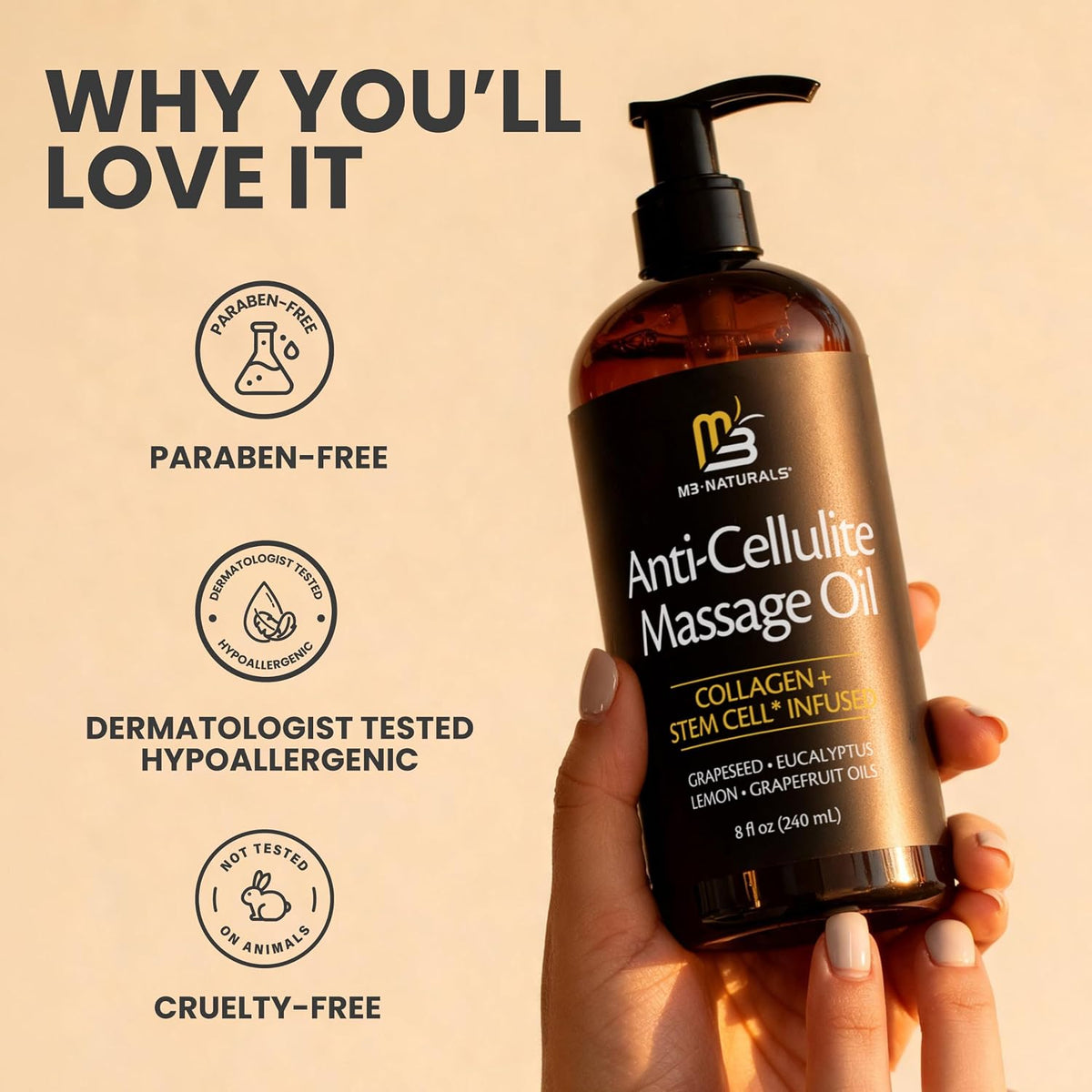 M3 Naturals Firming Cellulite Massage Oil
