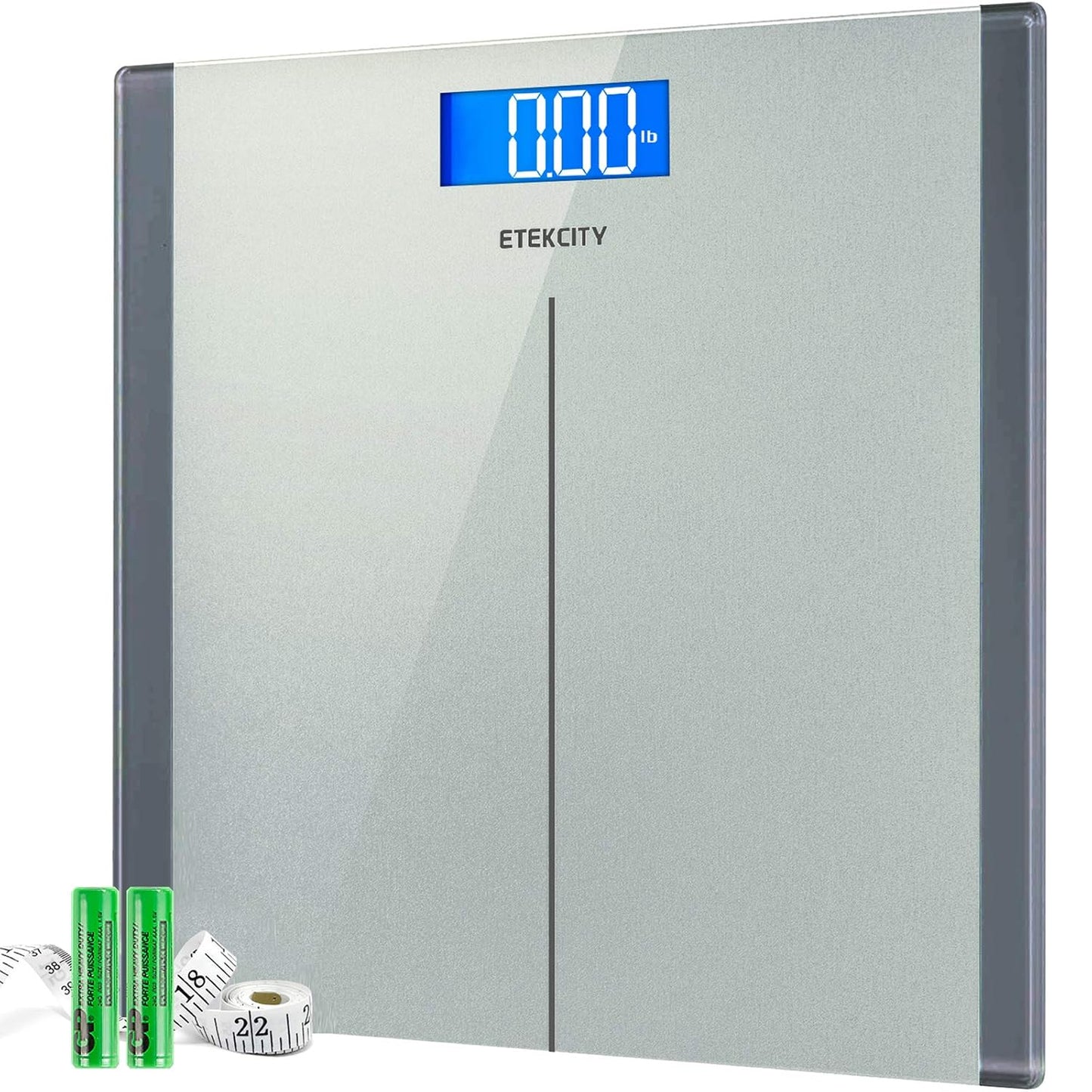 Etekcity Digital Body Weight Bathroom Scale 400 lb Capacity 6mm Tempered Glass Blue LCD Display