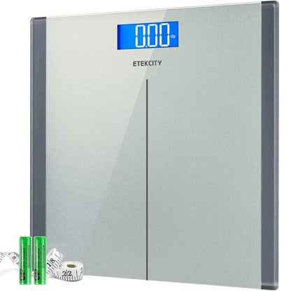 Etekcity Digital Body Weight Bathroom Scale 400 lb Capacity 6mm Tempered Glass Blue LCD Display