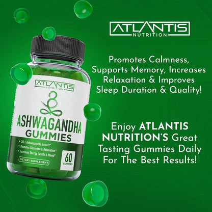 Atlantis Nutrition Ashwagandha Calm Mood Support Cherry Gummies 60 Count