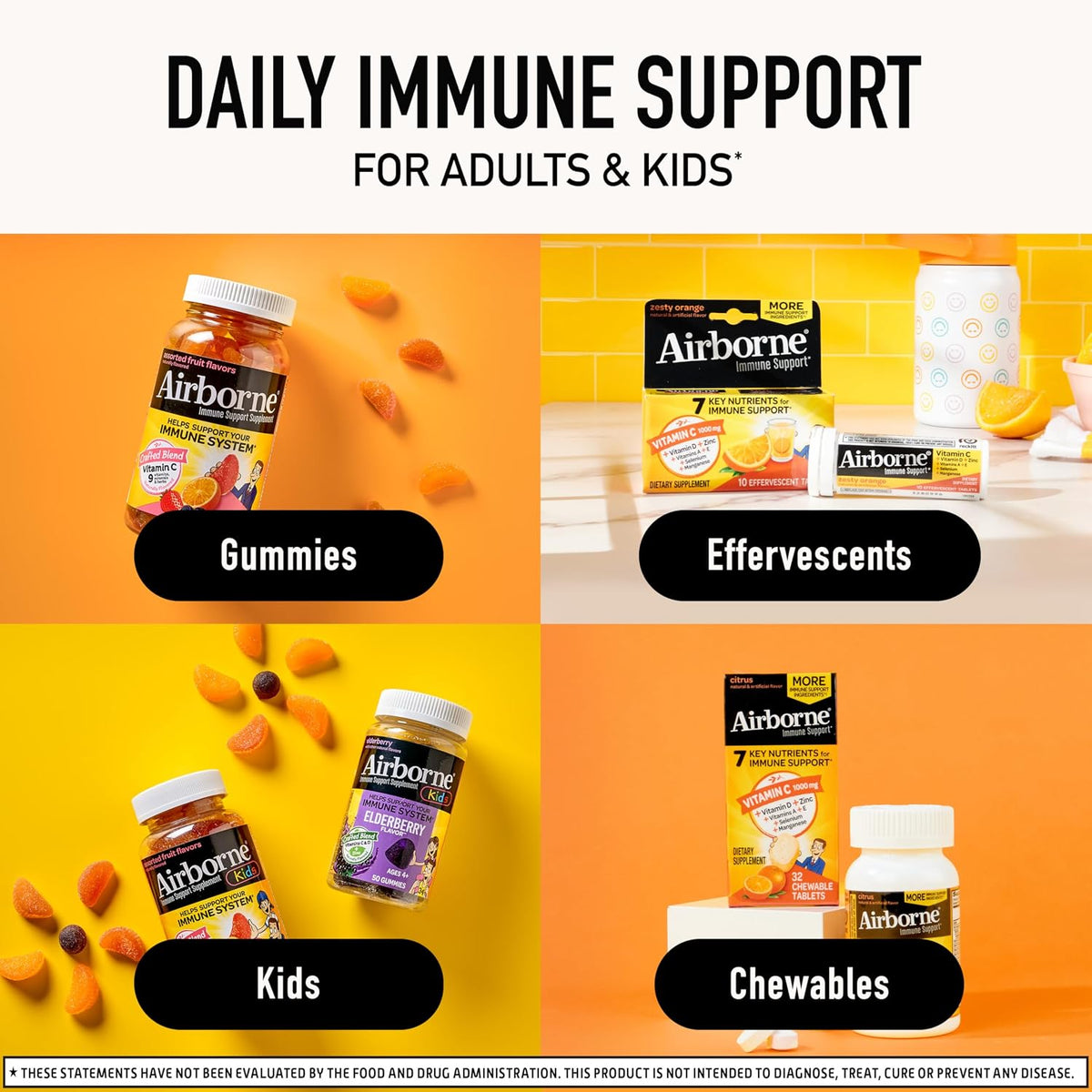 Airborne Immune Support Effervescent Tablets Zesty Orange 30 Count
