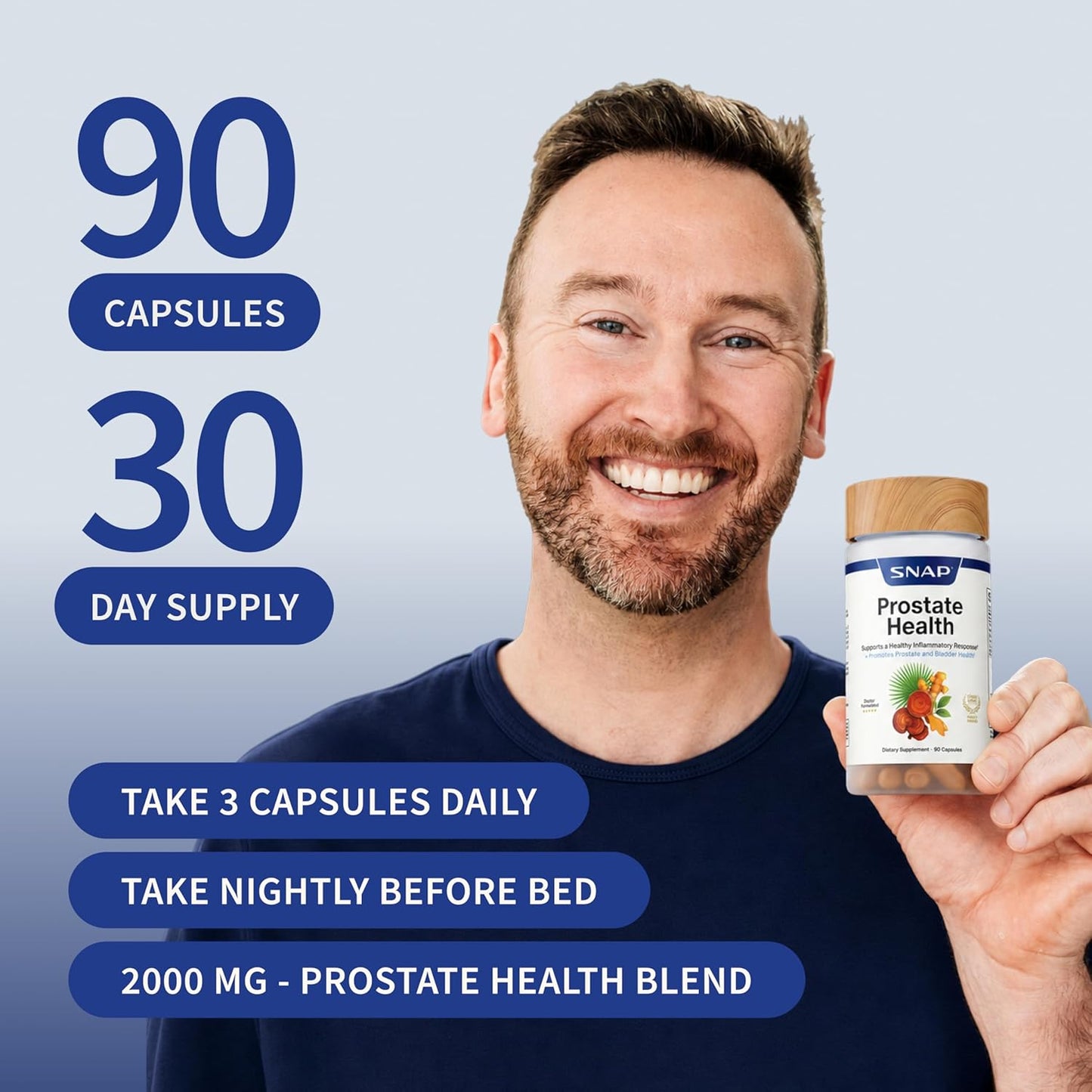 Snap Supplements Prostate Health Supplement for Men 90 Capsules Saw Palmetto Beta-Sitosterol