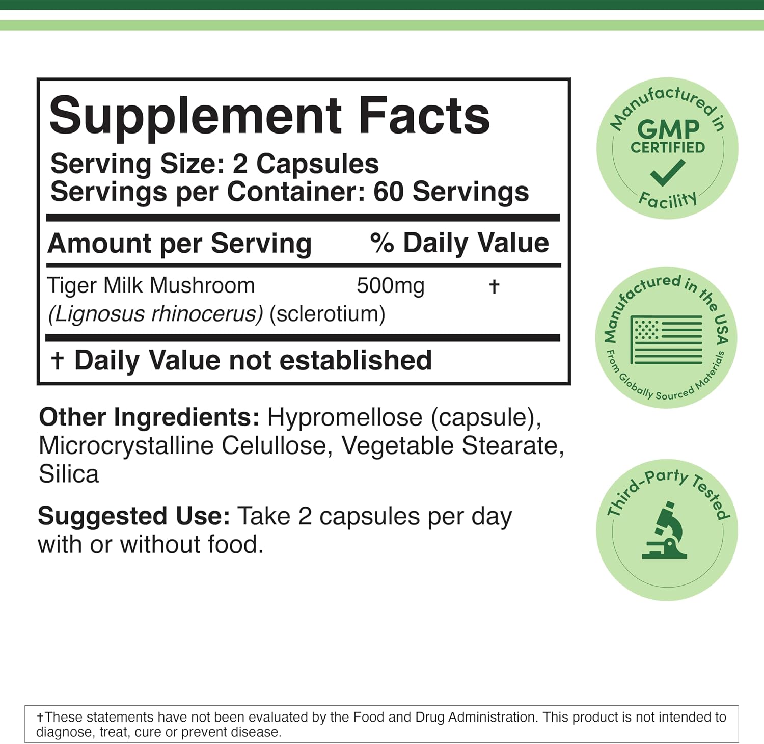 Double Wood Supplements Tiger Milk Mushroom Respiratory Support Capsules