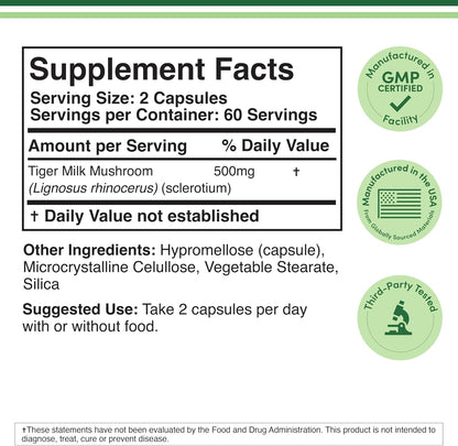 Double Wood Supplements Tiger Milk Mushroom Respiratory Support Capsules