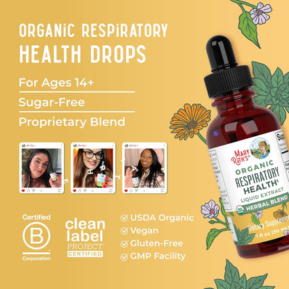MARYRUTH'S USDA Organic Respiratory Health Herbal Support Liquid Drops