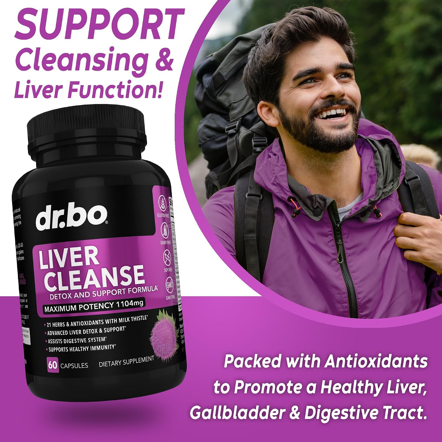 DR. BO Milk Thistle Liver Cleanse Detox Support Capsules