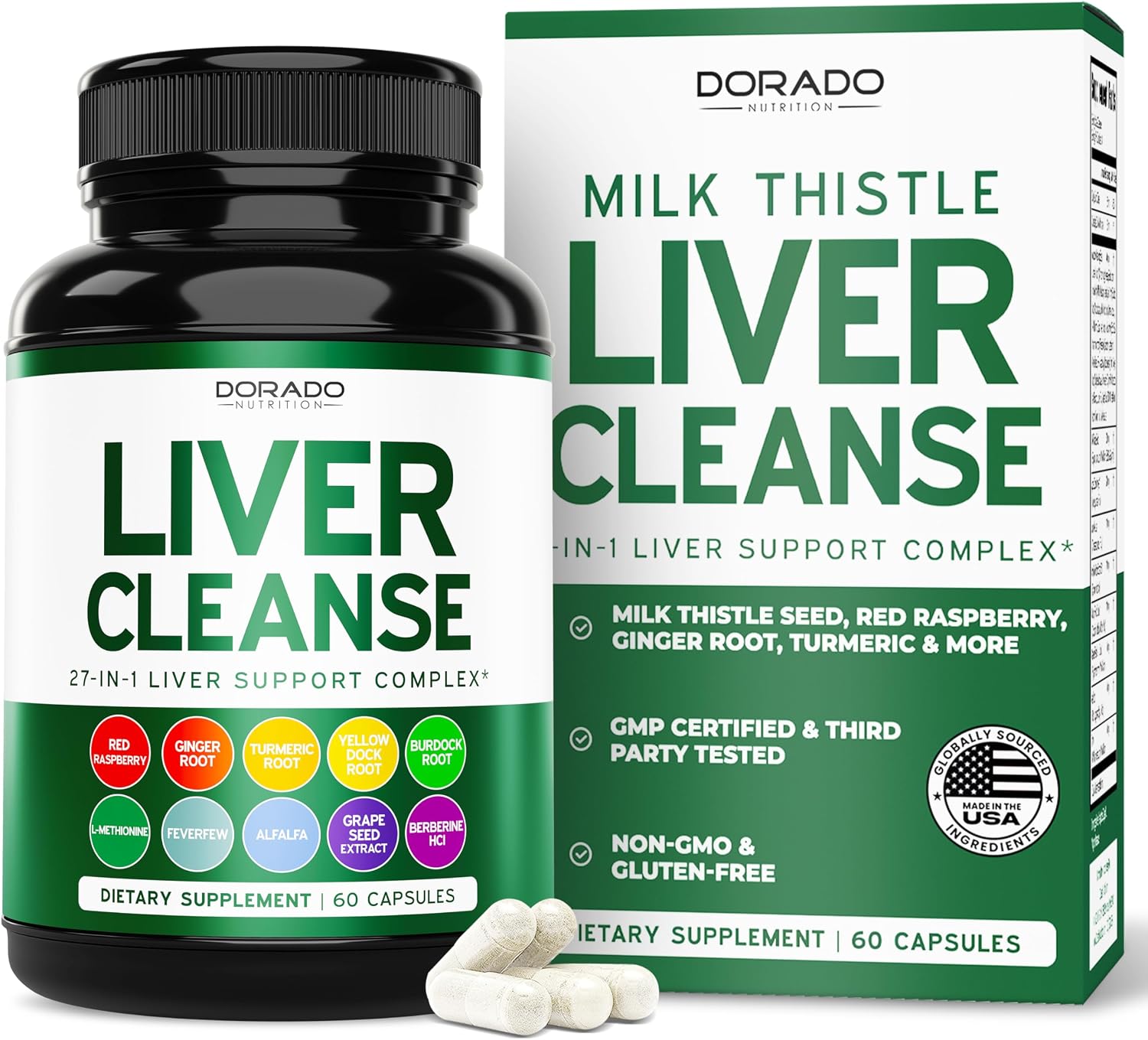 Dorado Nutrition Milk Thistle Liver Cleanse Detox Support Capsules