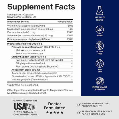 Snap Supplements Prostate Health Supplement for Men 90 Capsules